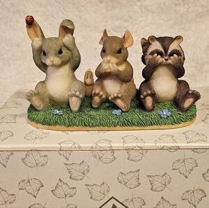 Charming Tails Figurine Hear, See, and Speak No Evil Retired
